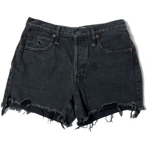 We The Free Black Distressed Button Fly Cutoff Jean Shorts Women's Size 28